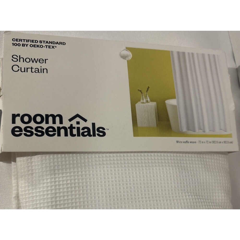 Waffle Weave Fabric Shower Curtain - Room Essentials - White - 72" x 72" White